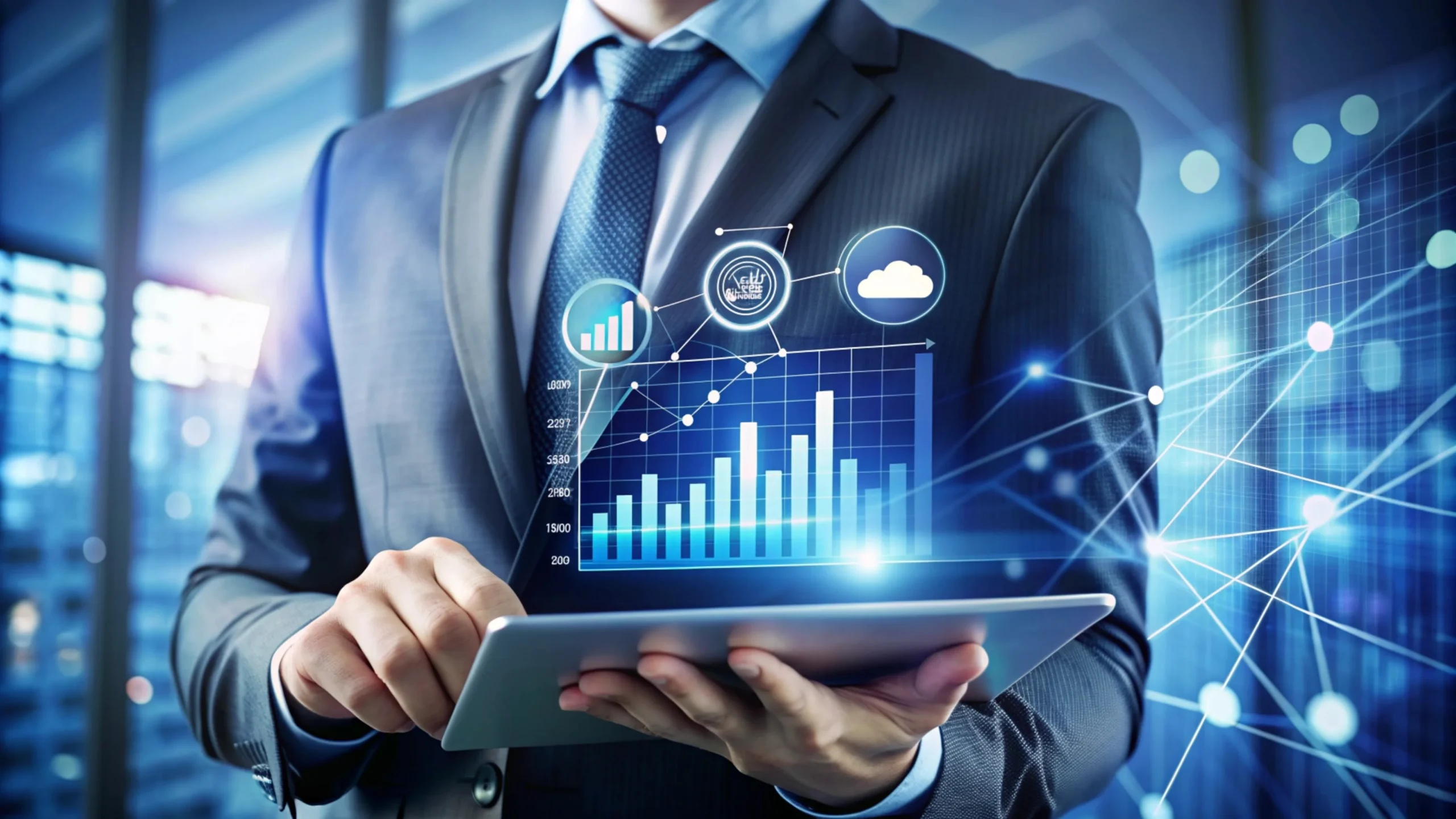 businessman using tablet with digital graphics 1 scaled